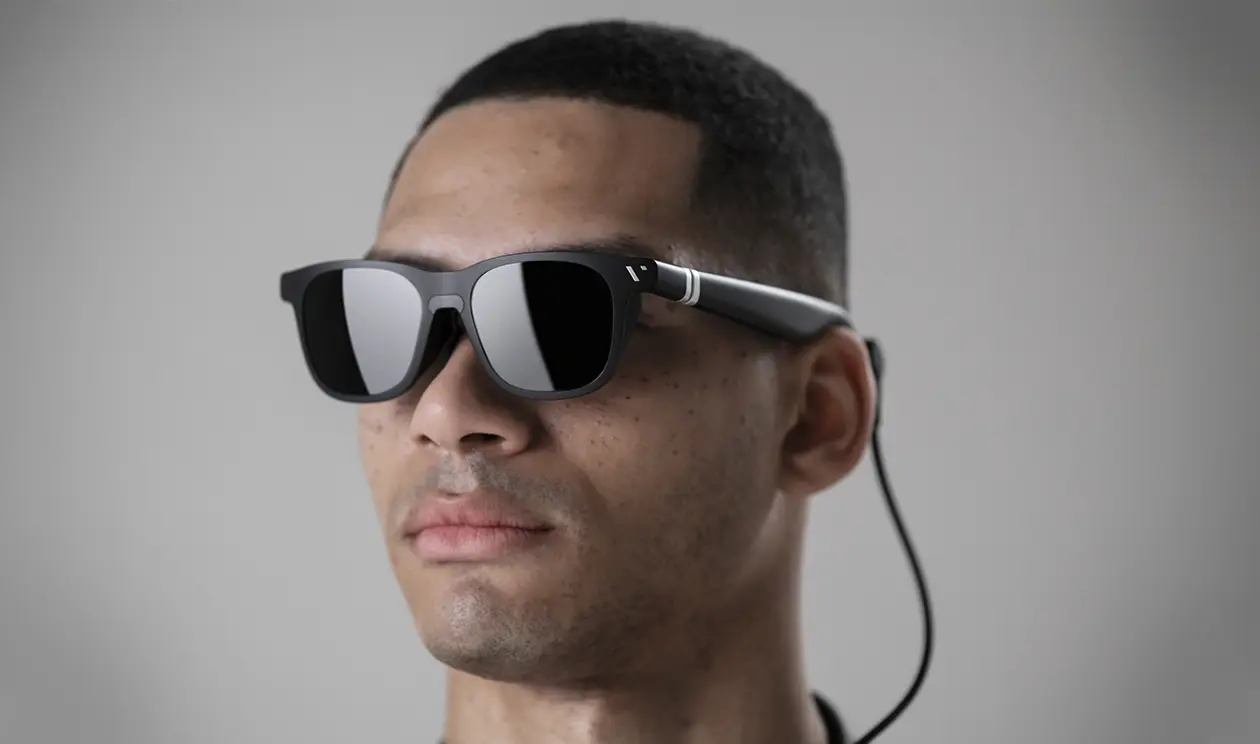 Viture One. Lifestyle-driven smart AR glasses display for immersive entertainment. Designed and engineered by leading industrial design consultancy LAYER.
