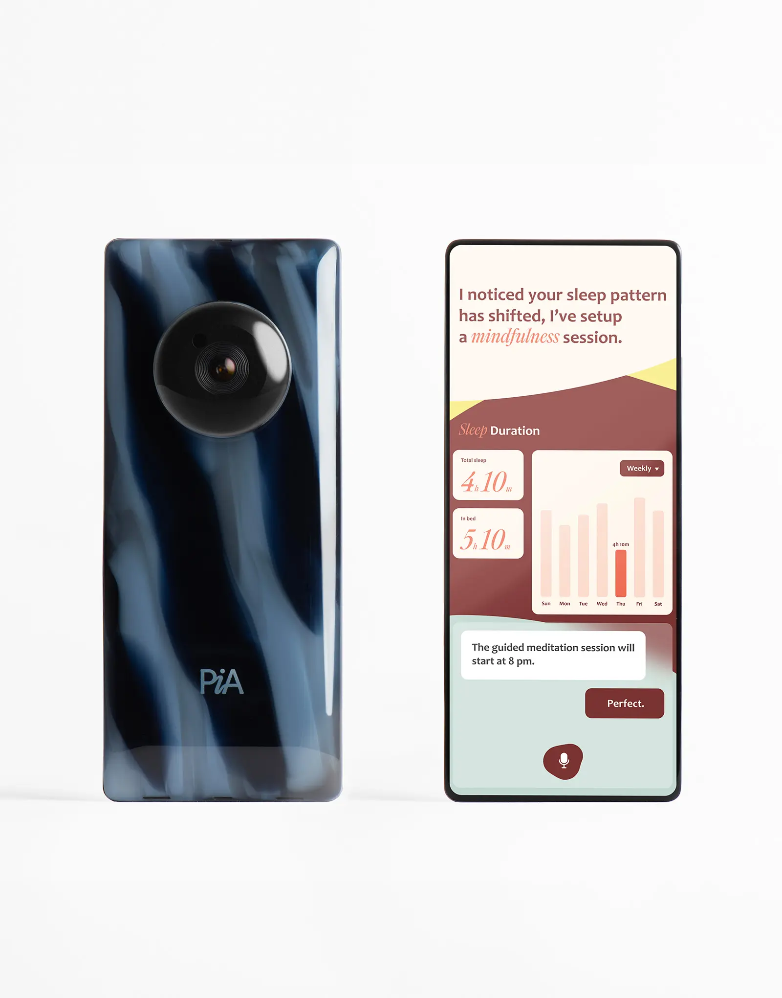 PiA is a digital-first ecosystem of hardware that redefines our relationship with artificial intelligence, a suite of intelligent devices – including a smartphone, biometric earbud, and wearable camera module. Designed by leading industrial design studio LAYER.